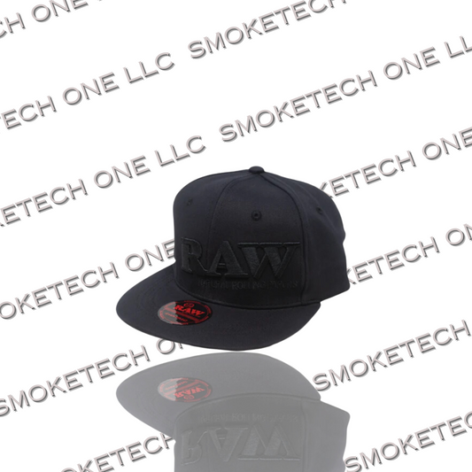 RAW Black on Black Flex-Fit Cap - Smoke Tech One LLC