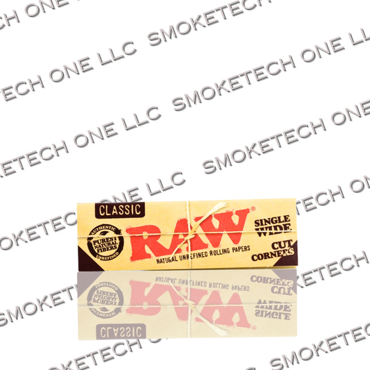 RAW Classic Cut Corners Single Wide Rolling Papers - Smoke Tech One LLC