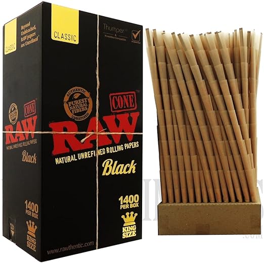 RAW Black King Size Cones | Bulk Box | 1400 Cones