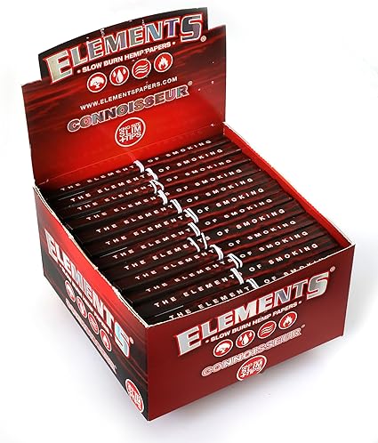 Elements Ultra Thin Rice Rolling Papers Red Connoisseur King Size Slim + Tips - Smoke Tech One LLC