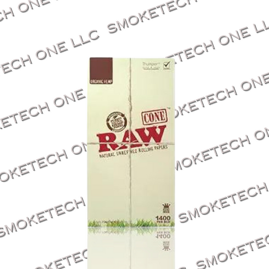 RAW Organic King Size Cones | Bulk Box | 1400 Cone/Pack - Smoke Tech One LLC