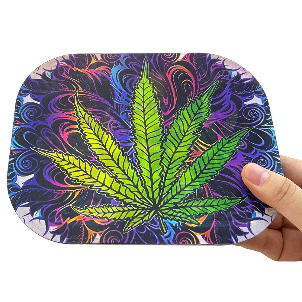 Hipster Psychedelic Leaf & Cartoon Stoner 3D Cover Rolling Tray AP027