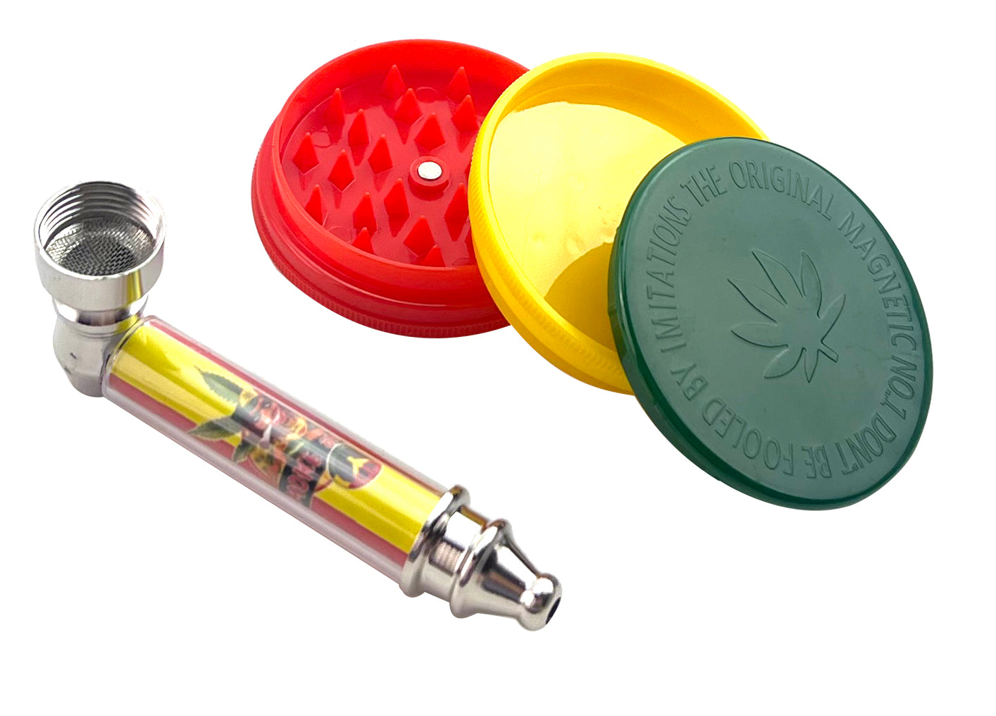 2-in-1 Rasta Grinder & Pipe Set DK7107E