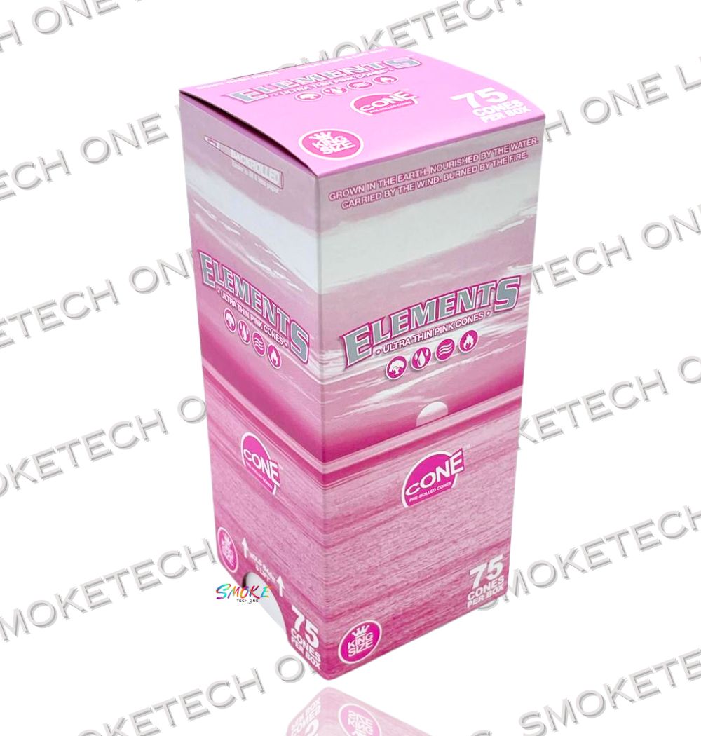 Elements Pink King Size Pre-Rolled Cones – 75 Pack