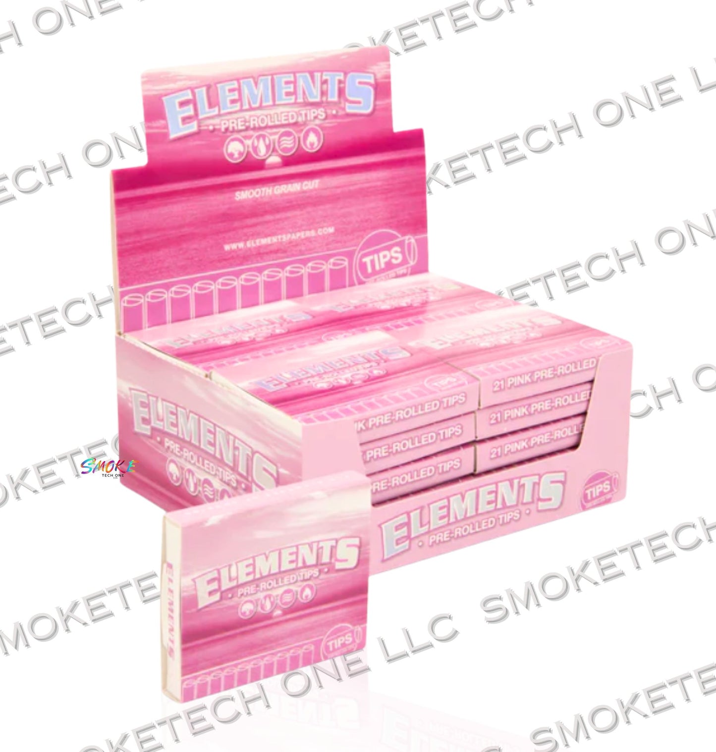 Elements Pink Pre-Rolled Tips - 21 Pack - Smoke Tech One LLC