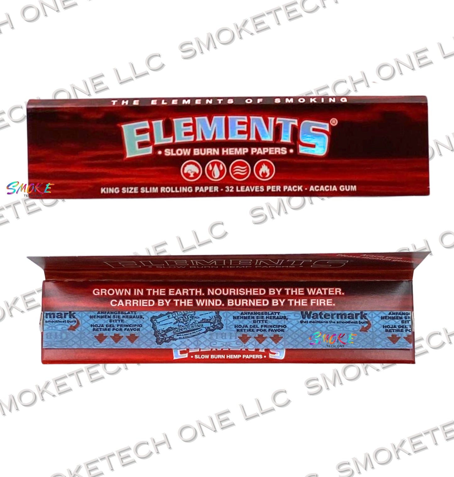 Elements Red King Size Slim Rolling Papers – 50 Pack Display Box