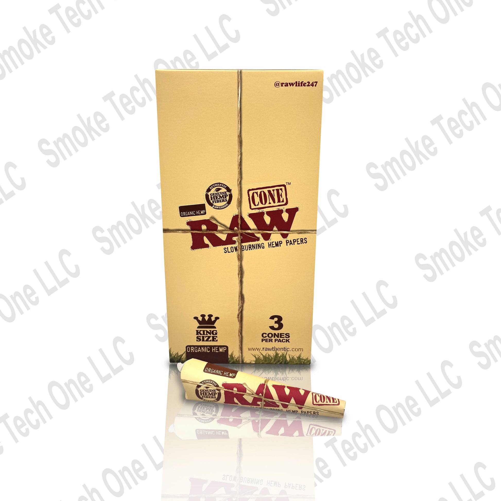 RAW Organic King Size Cones - 3 Pack - Smoke Tech One LLC