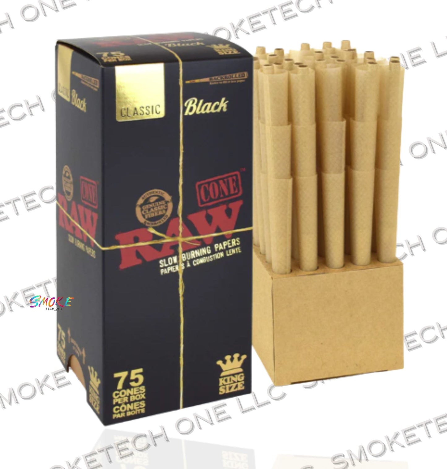 RAW Black Pre-Rolled Cones- 75 Count