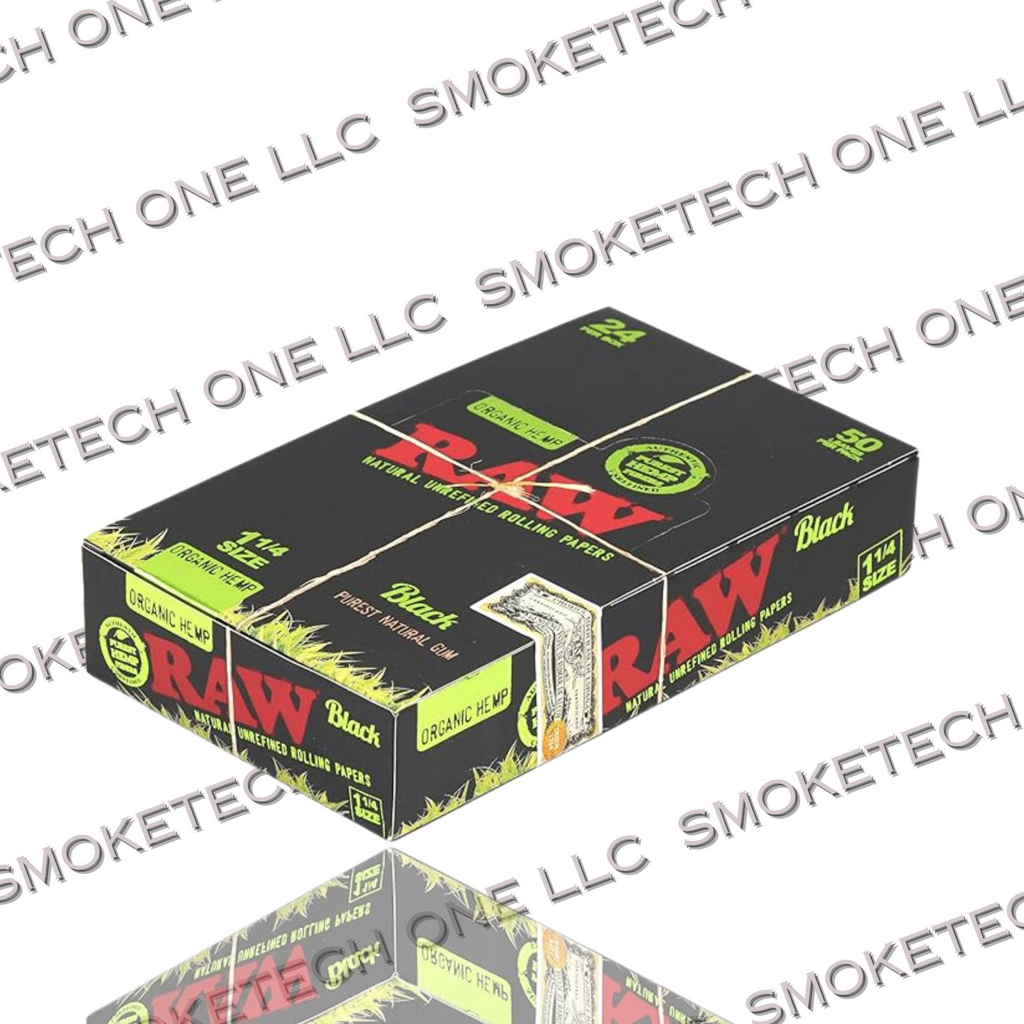 RAW Black 1 1/4 Organic Hemp Rolling Papers - Smoke Tech One LLC