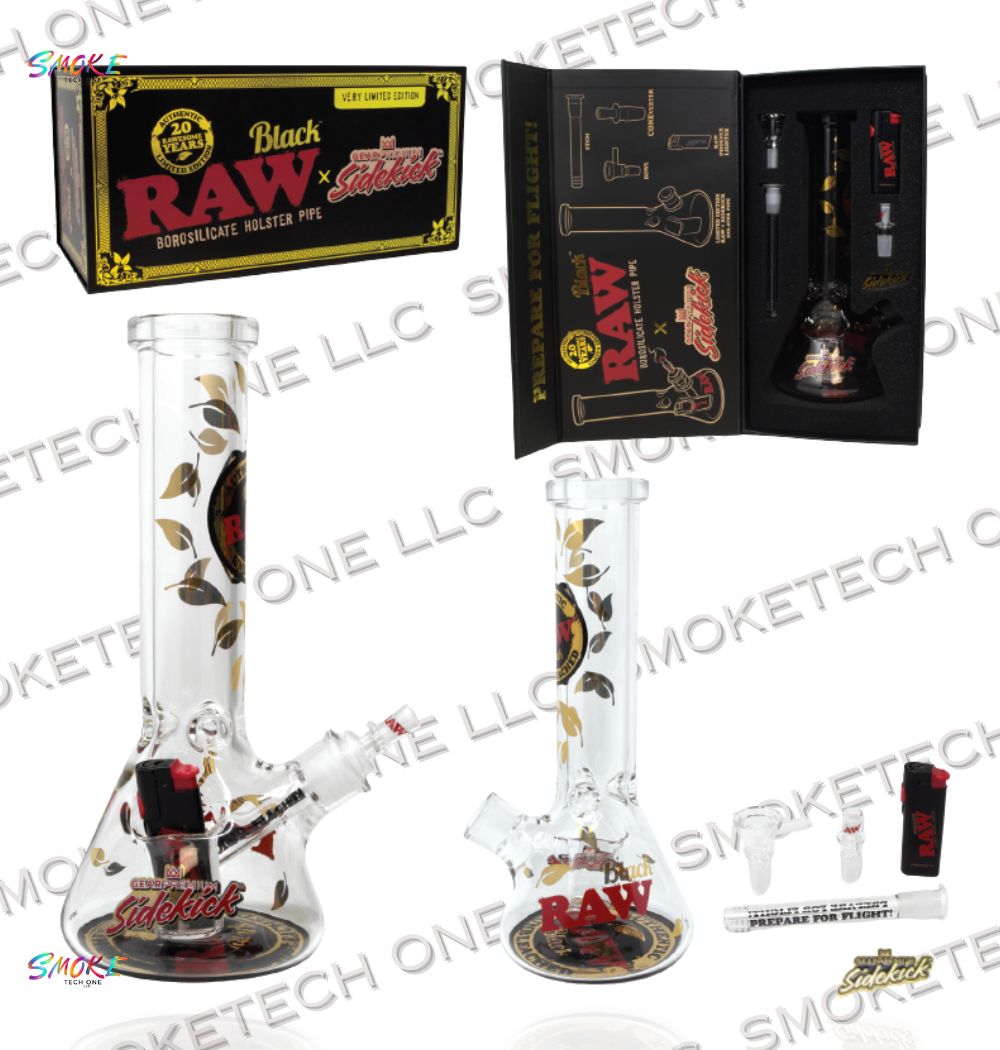 RAW Black x Sidekick 20th Anniversary Borosilicate Glass Holster Water Pipe Kit | Limited Edition Collector's Set