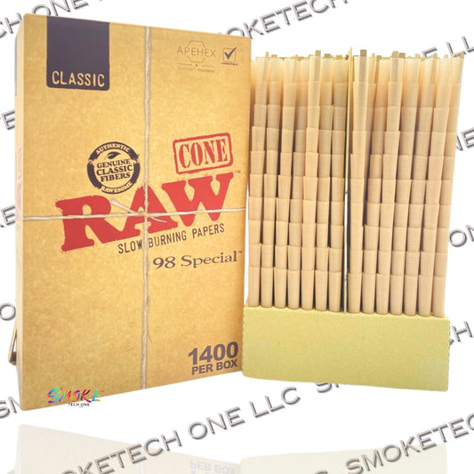RAW Classic 98 Special Pre Roll Cones | Bulk Box | 1400 cones in 1 box - Smoke Tech One LLC