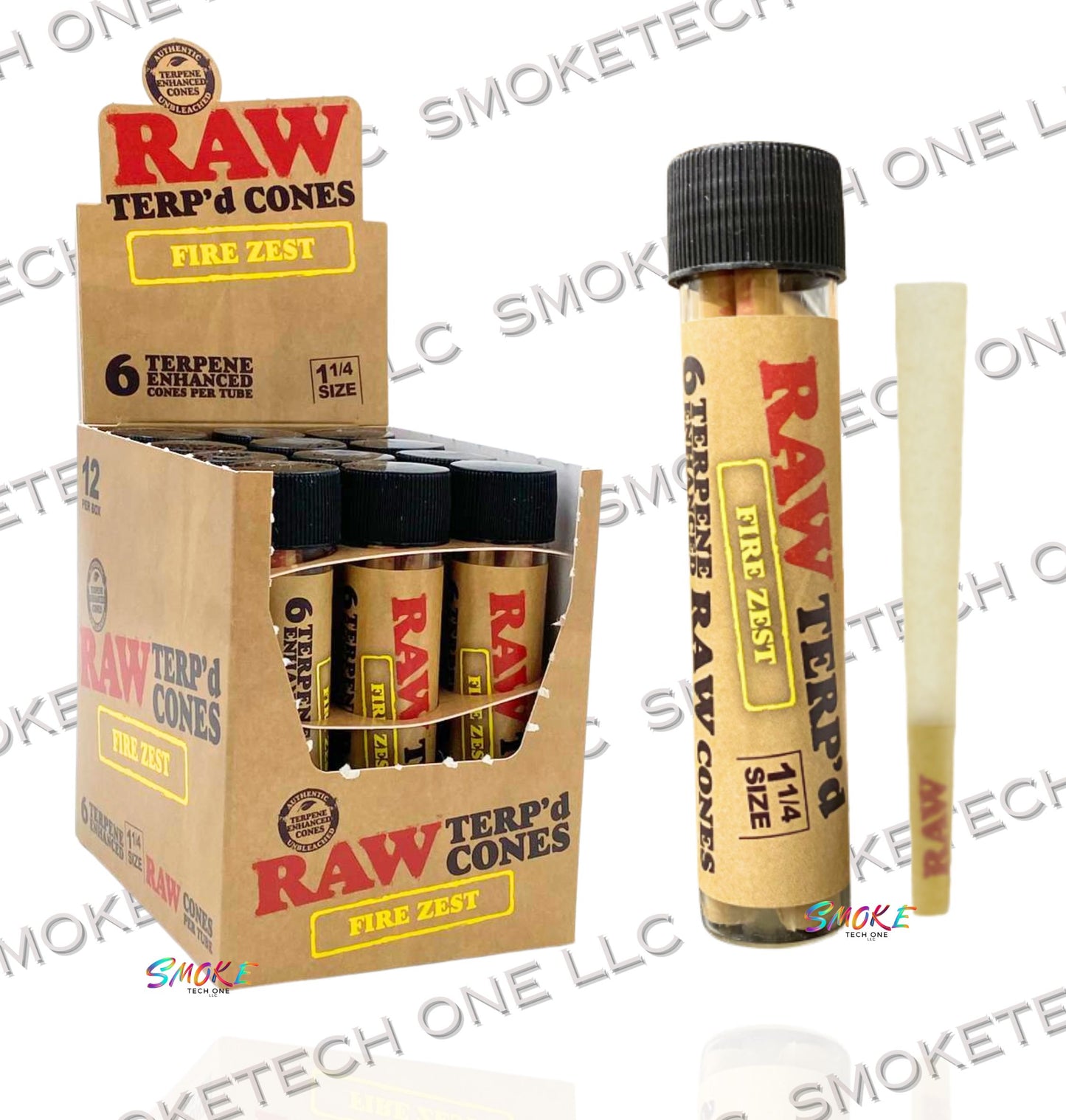 RAW Terp’d Cones – Fire Zest | 1 1/4 Size | 6 Terpene-Enhanced Cones per Tube