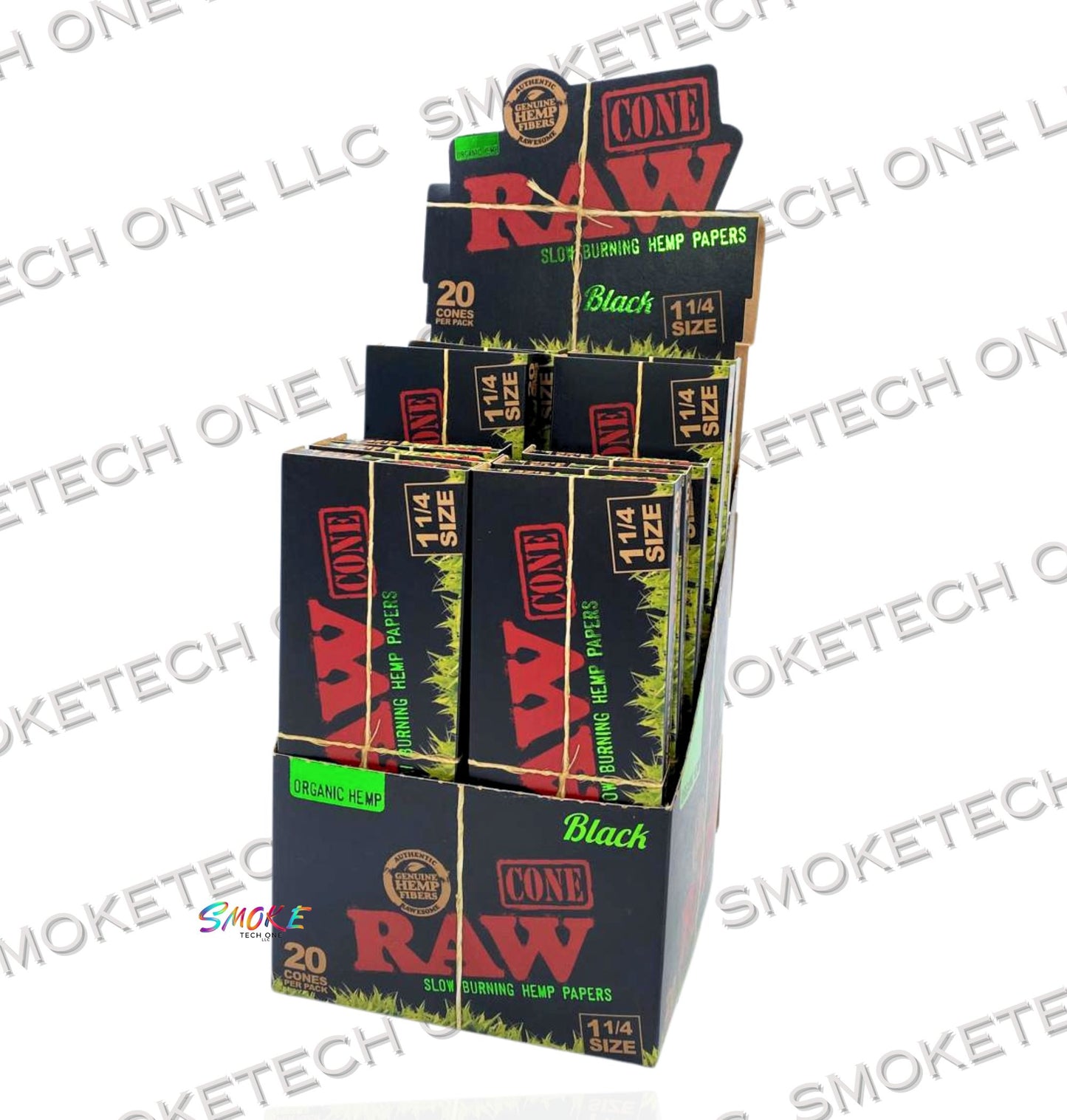 RAW Organic Black Pre-Rolled Cones - 20 Pack