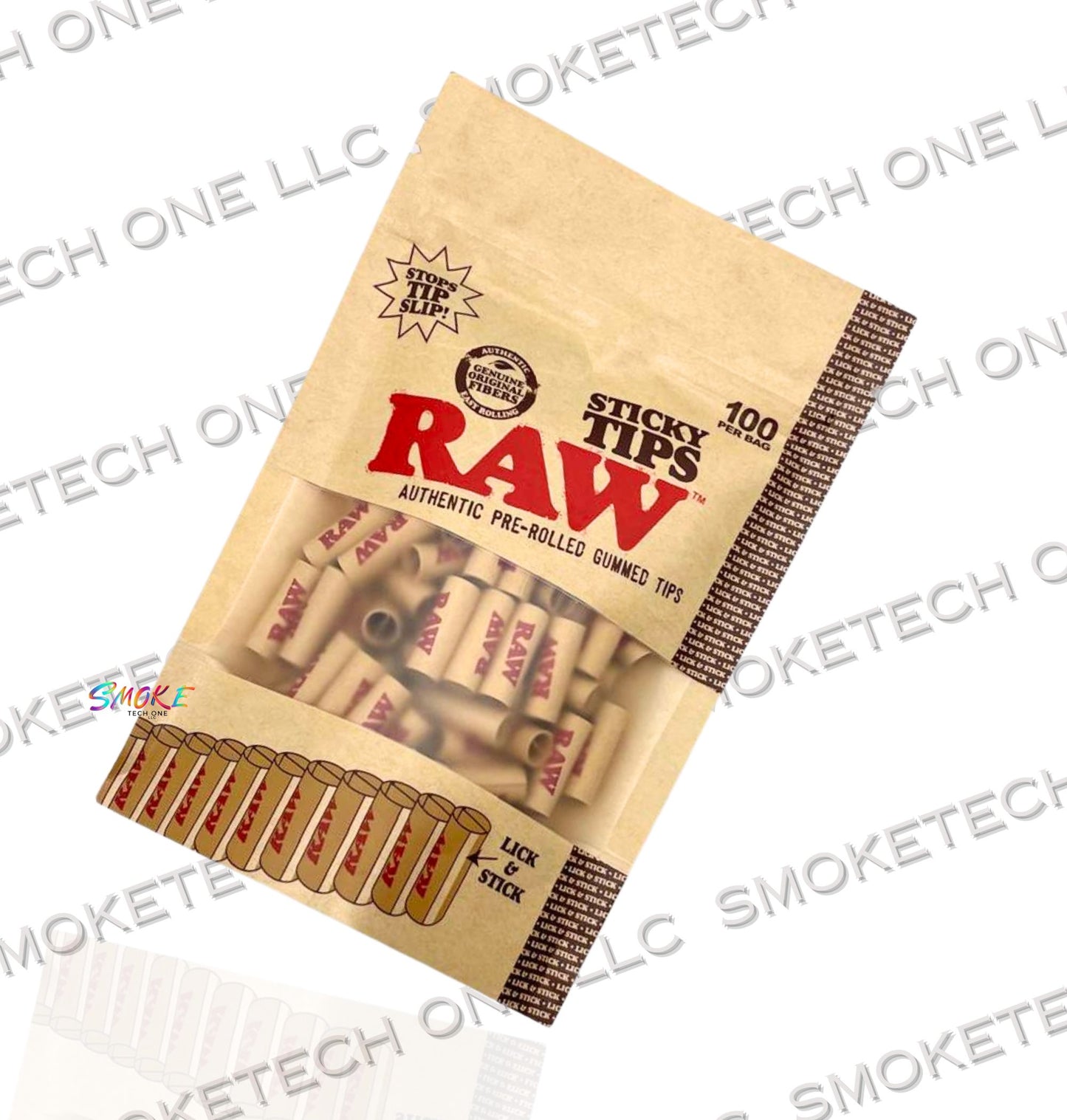 RAW Sticky Tips – Authentic Pre-Rolled Gummed Tips (100 Count) - Smoke Tech One LLC
