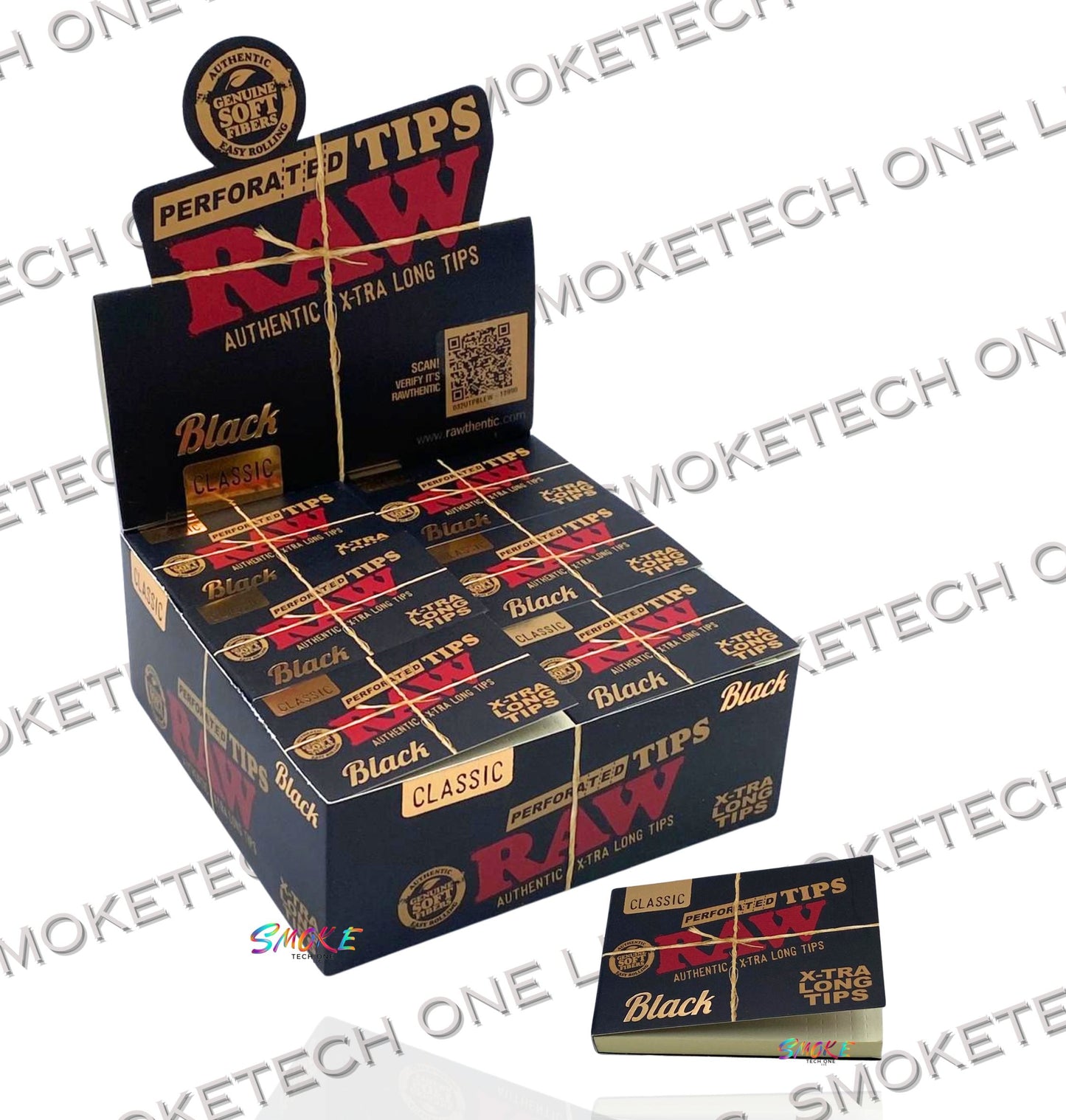 RAW Black Classic Perforated Tips - Extra Long