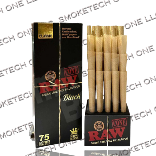 RAW Black Cones- 75 Pack
