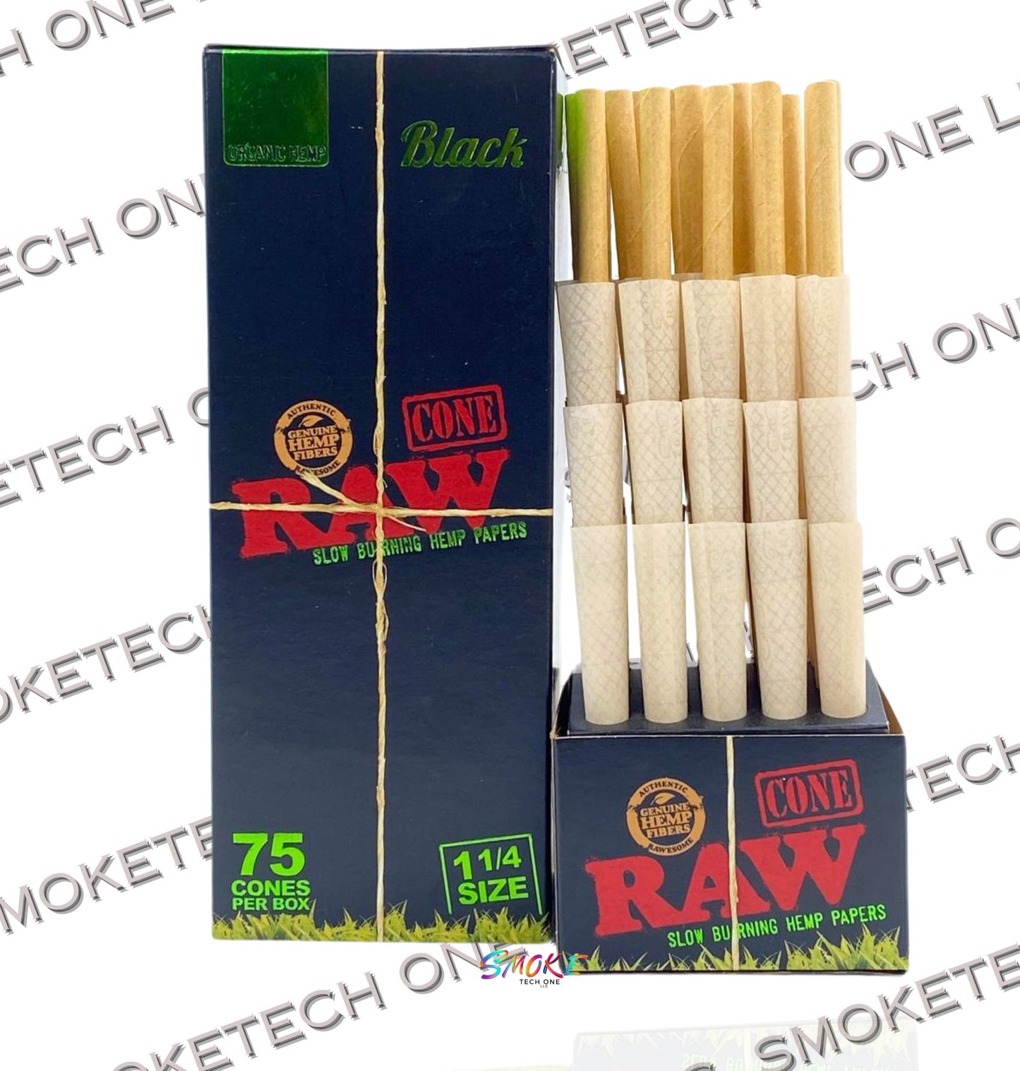 RAW Organic Black Pre-Rolled Cones 75 ct