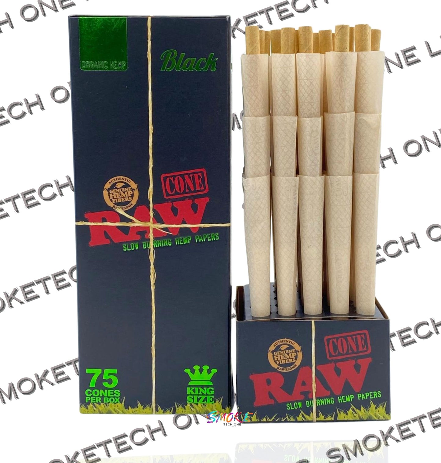 RAW Organic Black Pre-Rolled Cones 75 ct