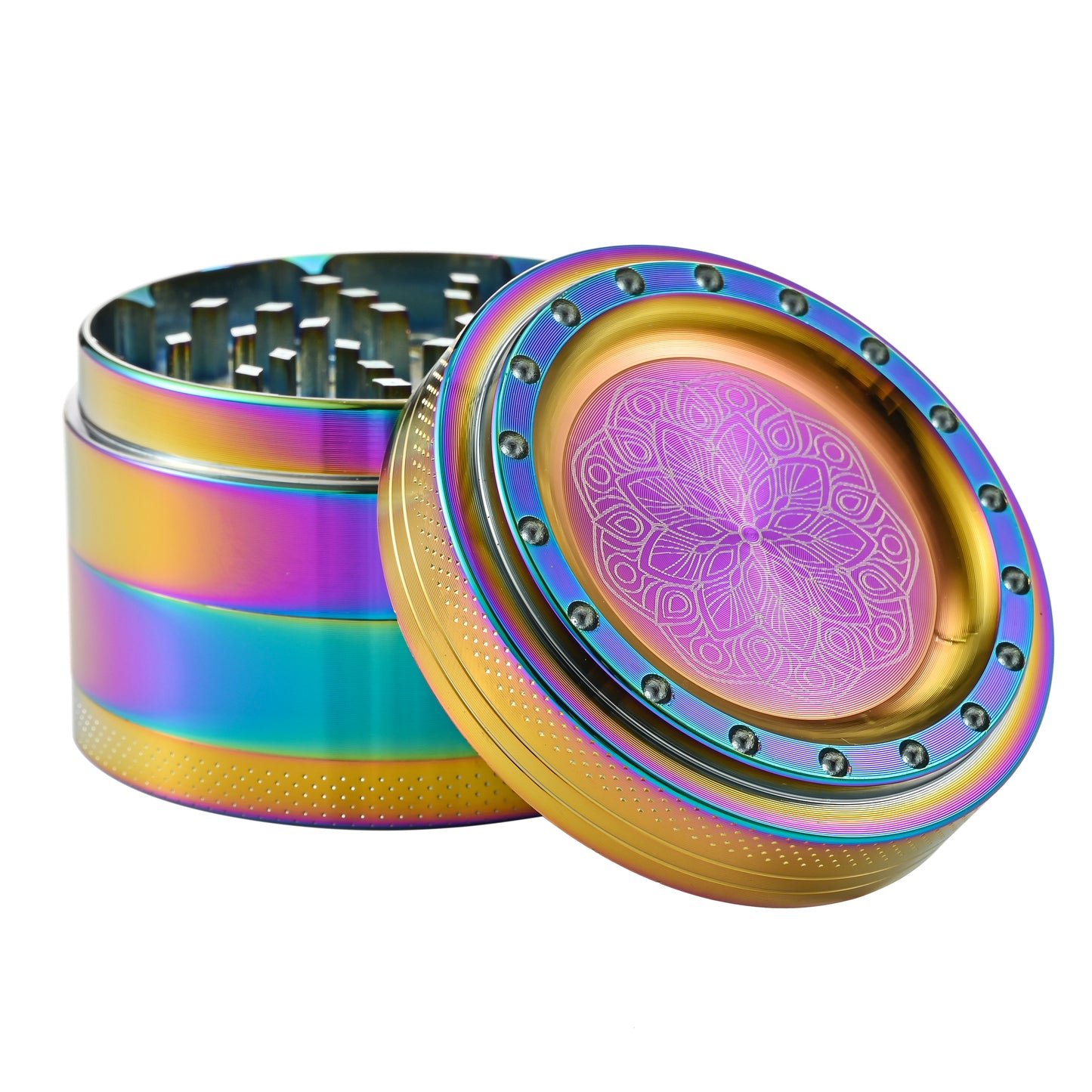 Hipster 63 mm Rainbow 4-Part Aluminum Herb Grinder (SW2229-4)