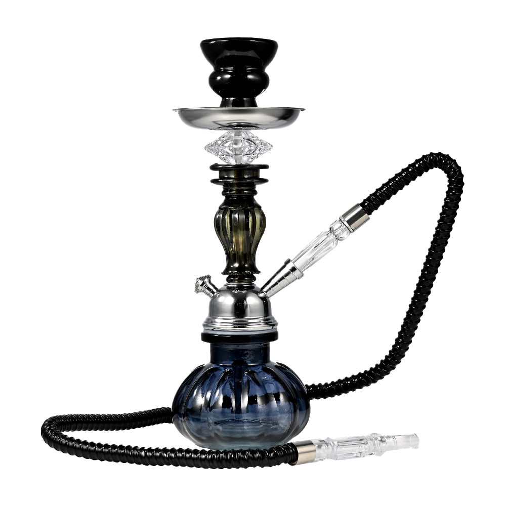 12" Stylish Ribbed Glass Base Hookah WL083