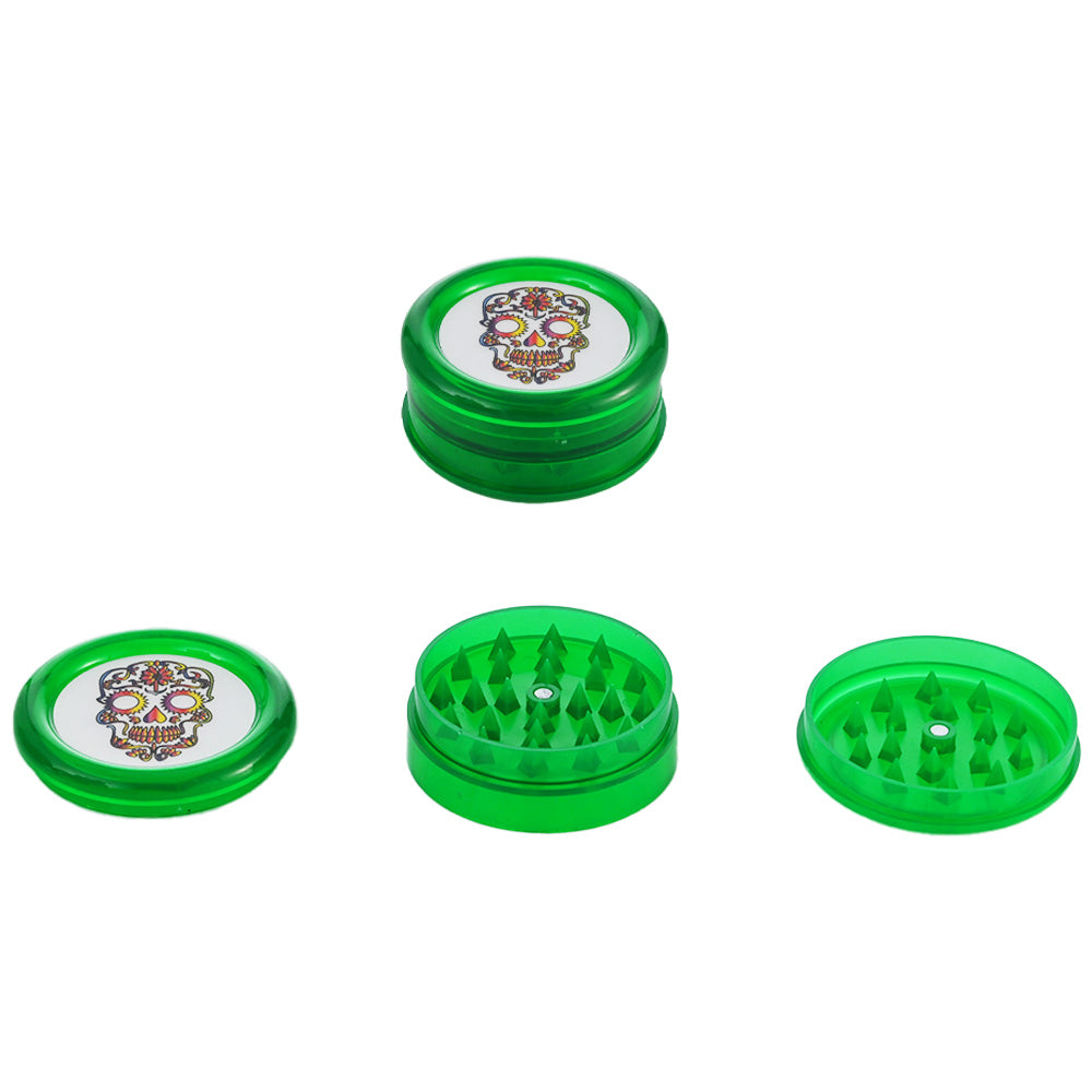Hipster Green Sugar Skull 3-Piece Acrylic Grinder XK002G-GREEN