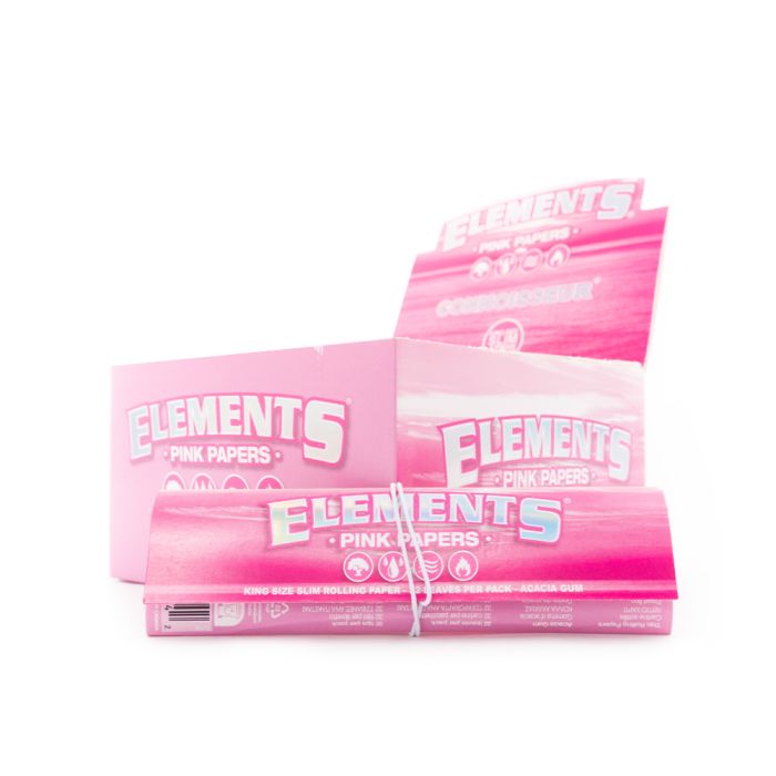 Elements Pink Connoisseur King Size Slim. 32 leaves +tips per booklet.