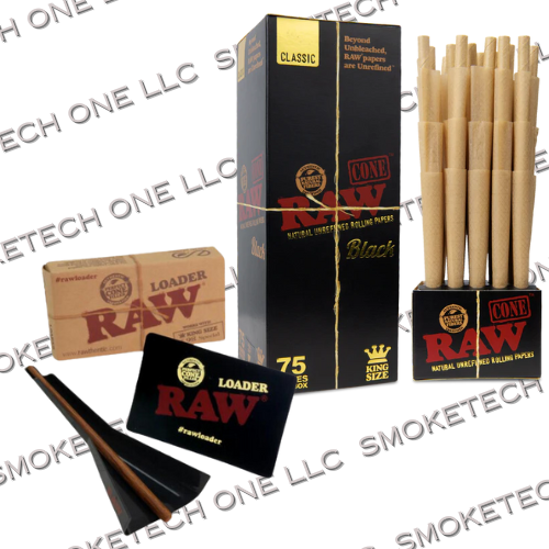 Raw Cone Loader Bundle With 75 Black Classic Cones