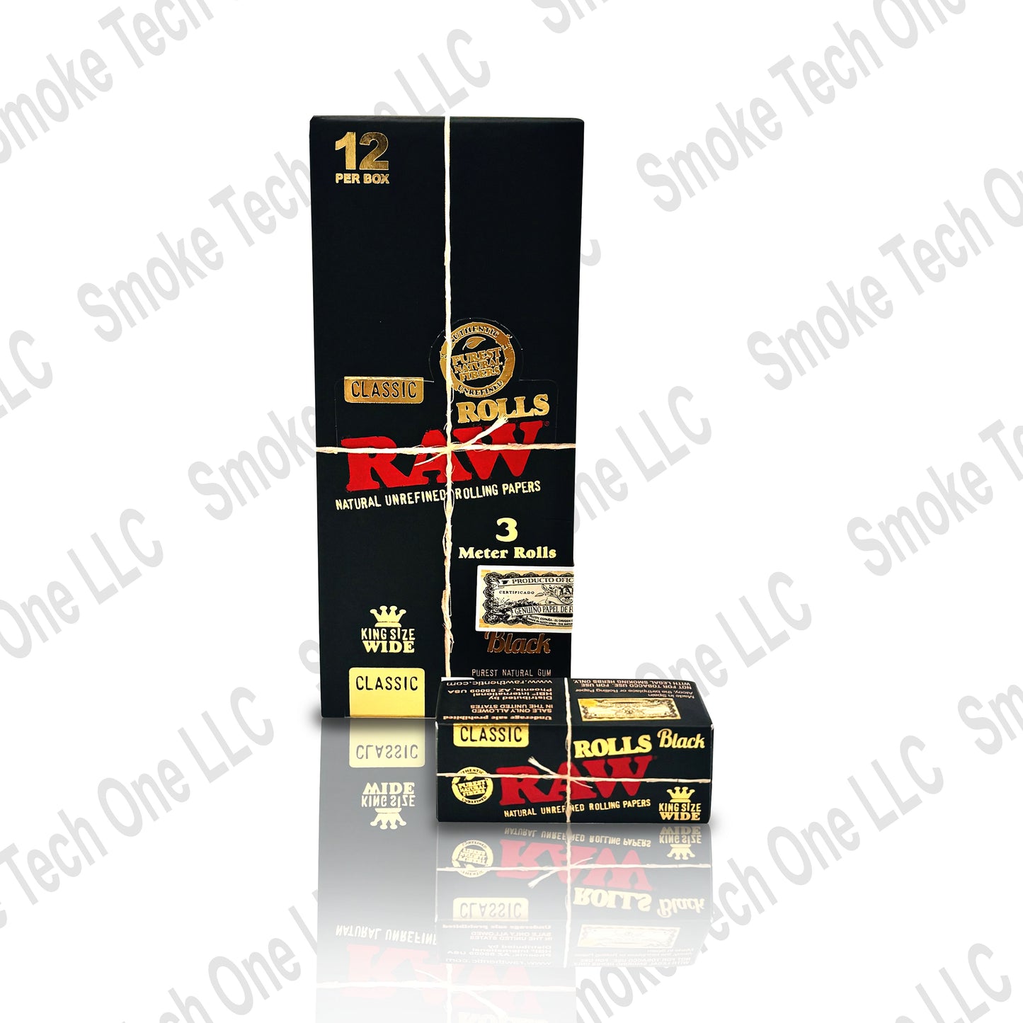 RAW Black King Size Wide Rolls with 3 meters of rolling paper - Smoke Tech One LLC