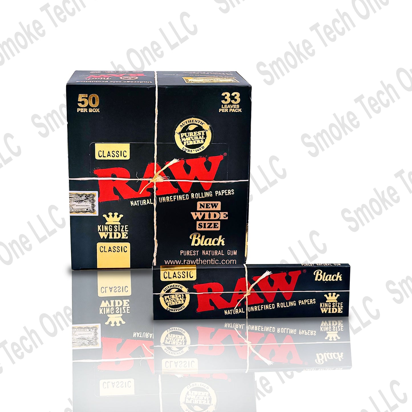 RAW Black King Size Wide Rolling Papers - Smoke Tech One LLC