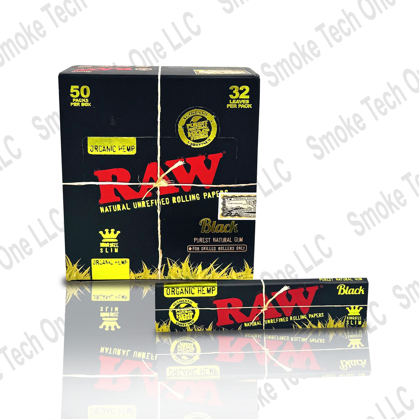 RAW Black King Size Slim Organic Hemp Rolling Papers - Smoke Tech One LLC