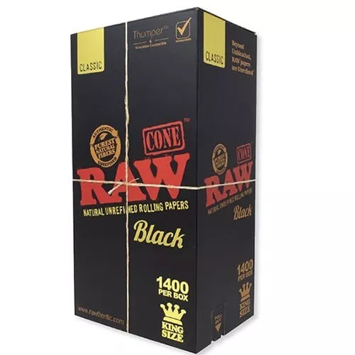 RAW Black King Size Cones | Bulk Box | 1400 Cones