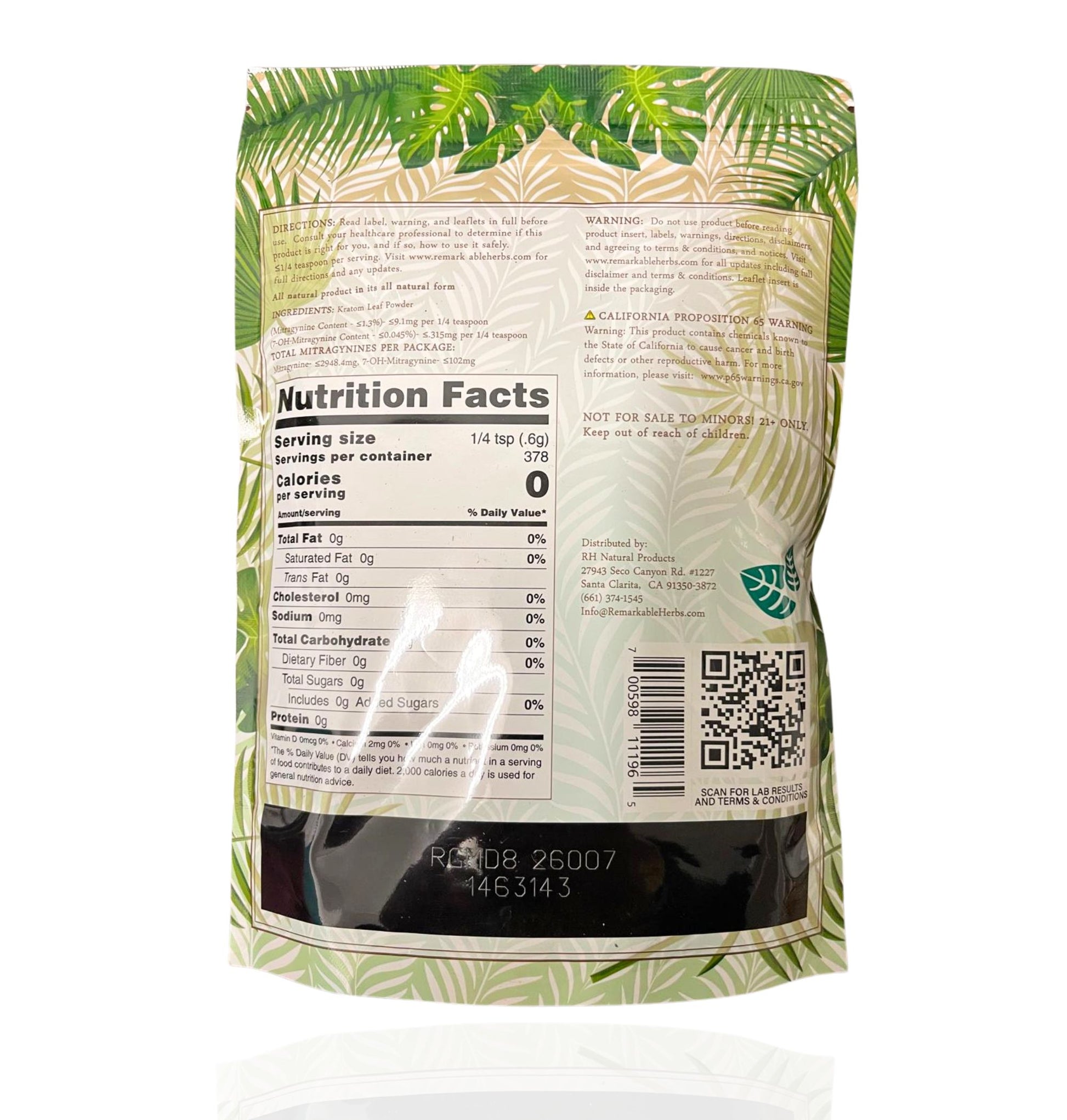 Remarkable Herbs Maeng Da Kratom – Green Vein (8oz Powder) - Smoke Tech One LLC