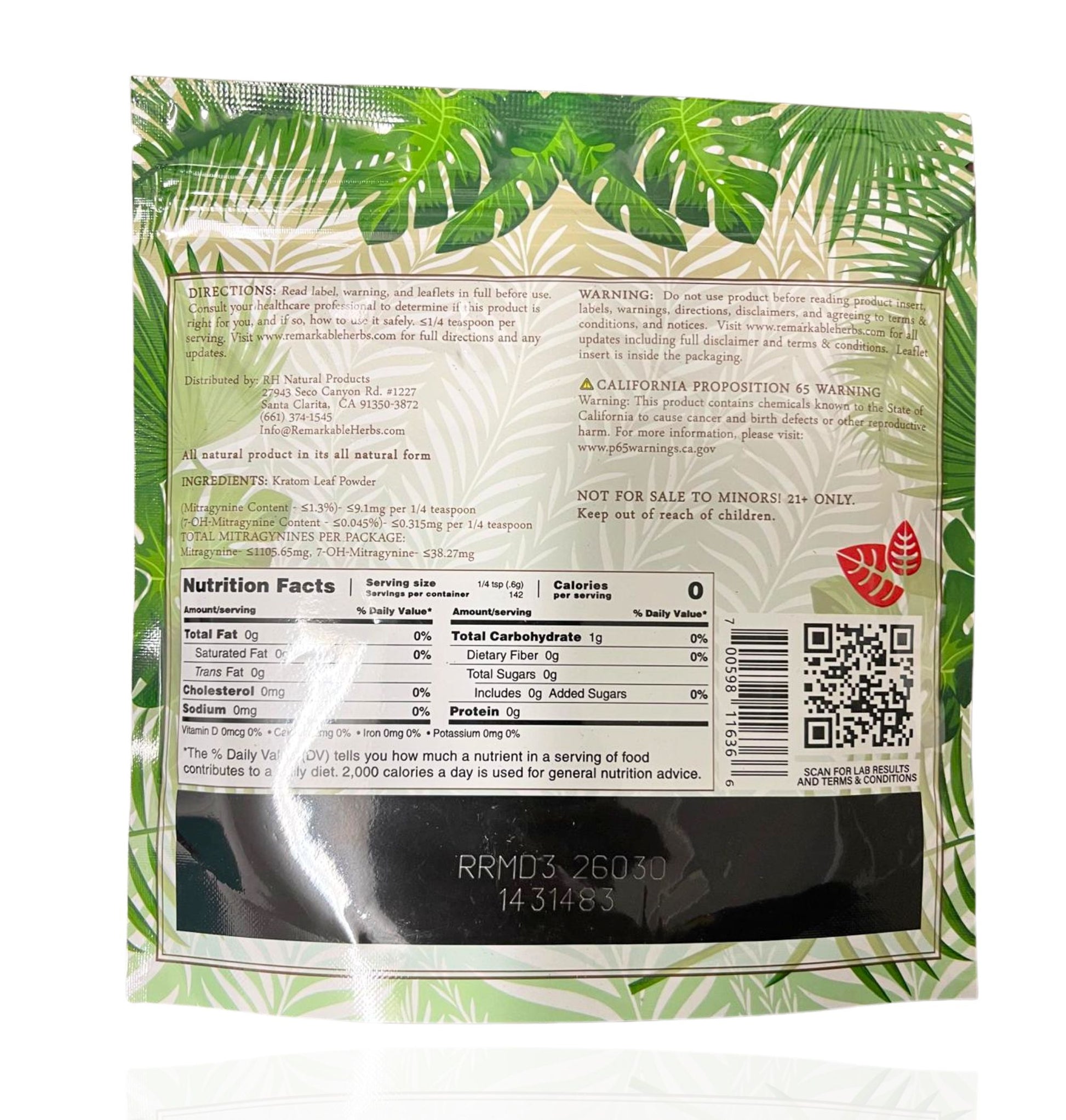 Remarkable Herbs Maeng Da Kratom – Red Vein (3oz Powder) - Smoke Tech One LLC