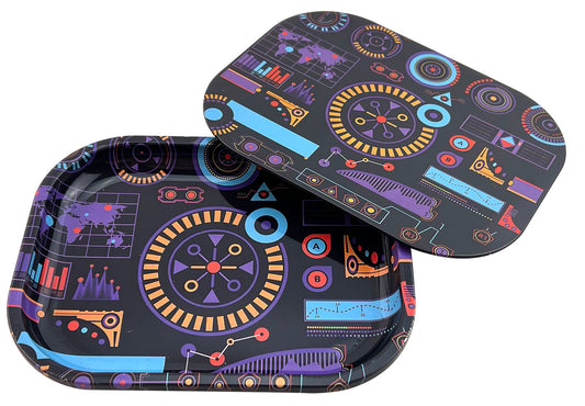 Hipster Futuristic HUD Metal Rolling Tray AP015
