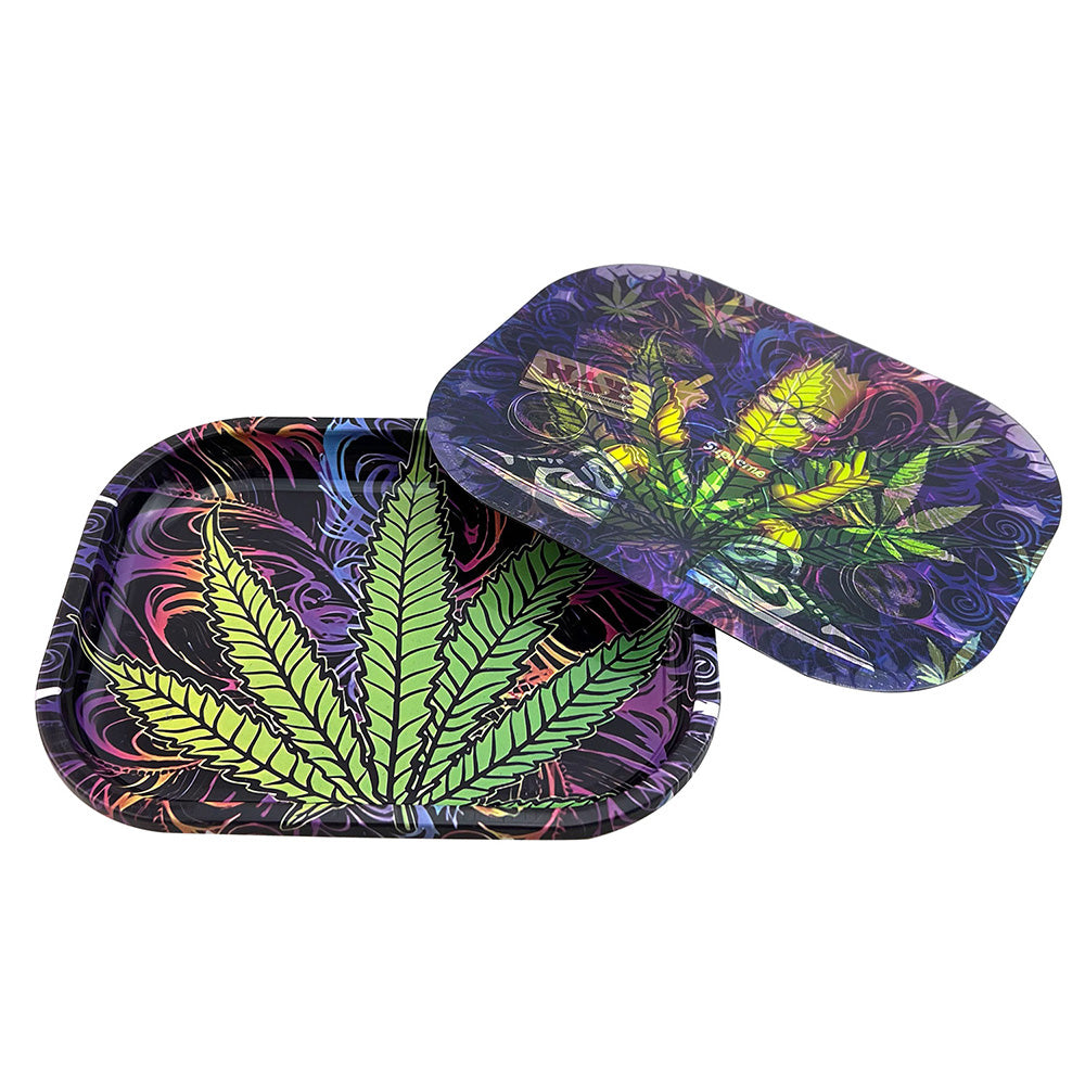 Hipster Psychedelic Leaf & Cartoon Stoner 3D Cover Rolling Tray AP027