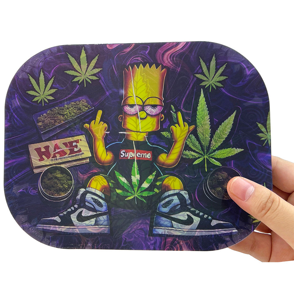 Hipster Psychedelic Leaf & Cartoon Stoner 3D Cover Rolling Tray AP027