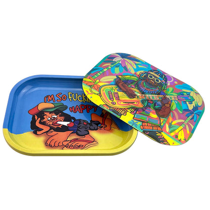 Hispter Rasta Vibes & Happy Stoner 3D Cover Rolling Tray AP029