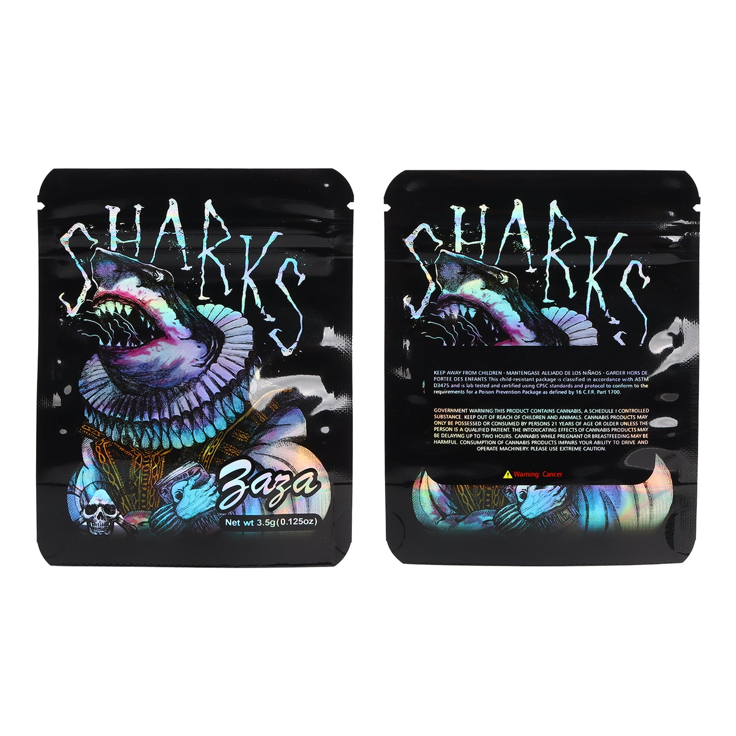 Zaza Shark warrior artwork Mylar Bag BAG-16