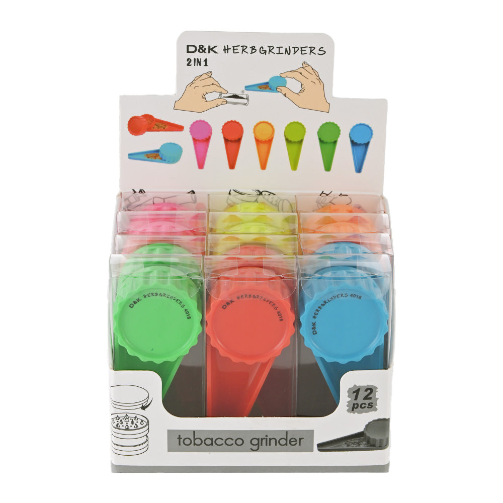 2-in-1 Plastic Herb Grinder & Cone Loader DK4018B