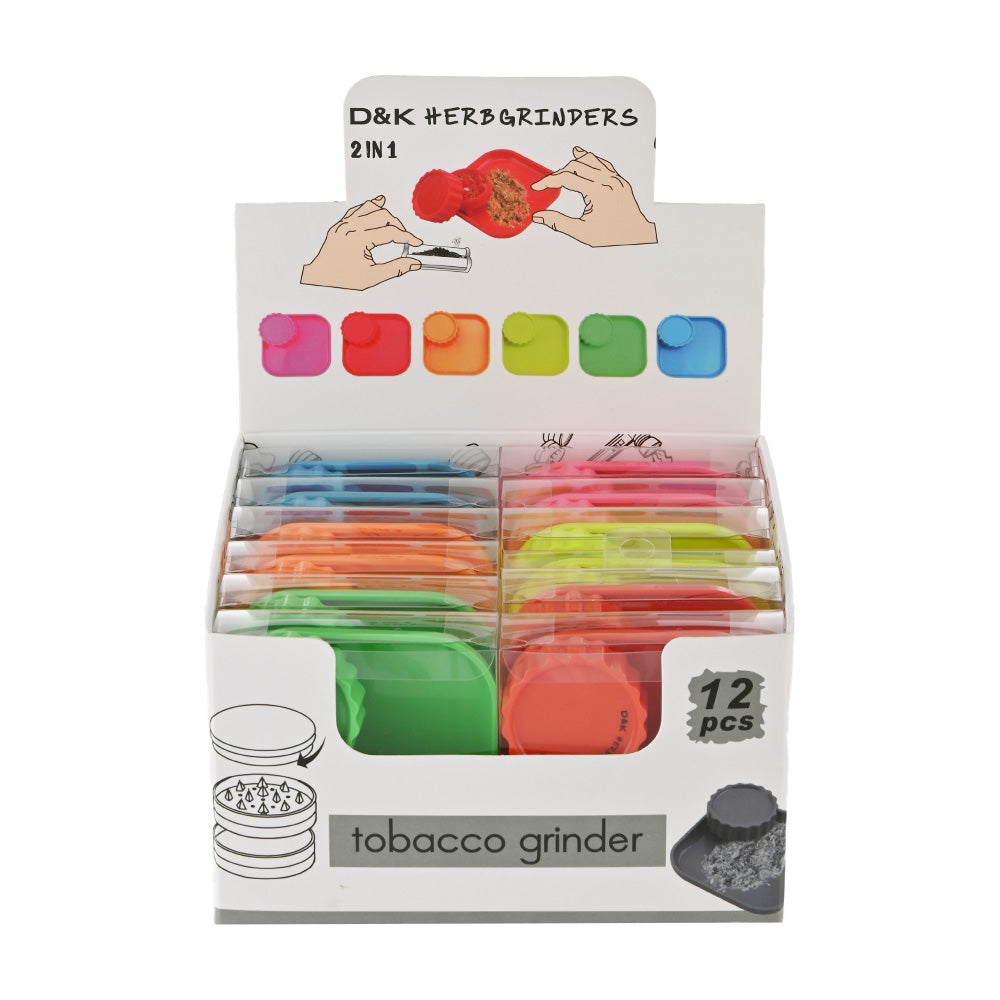 2-in-1 Plastic Herb Grinder & Rolling Tray DK4018C