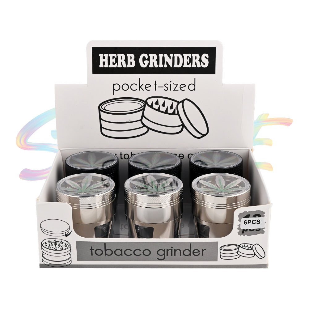 Chrome Leaf Pocket Grinder DK5284B-4 - Smoke Tech One LLC
