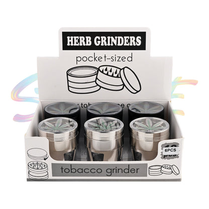 Chrome Leaf Pocket Grinder DK5284B-4 - Smoke Tech One LLC