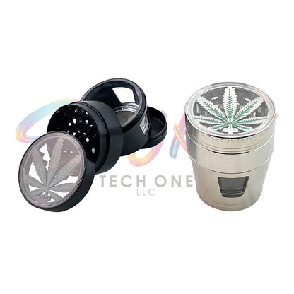 Chrome Leaf Pocket Grinder DK5284B-4 - Smoke Tech One LLC