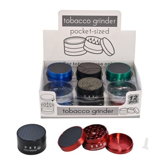 carbonfiber-textured metal herb grinder DK5892-3