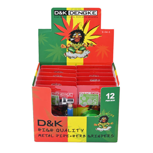 Stylish herb grinder with a Rasta leaf DK7049A