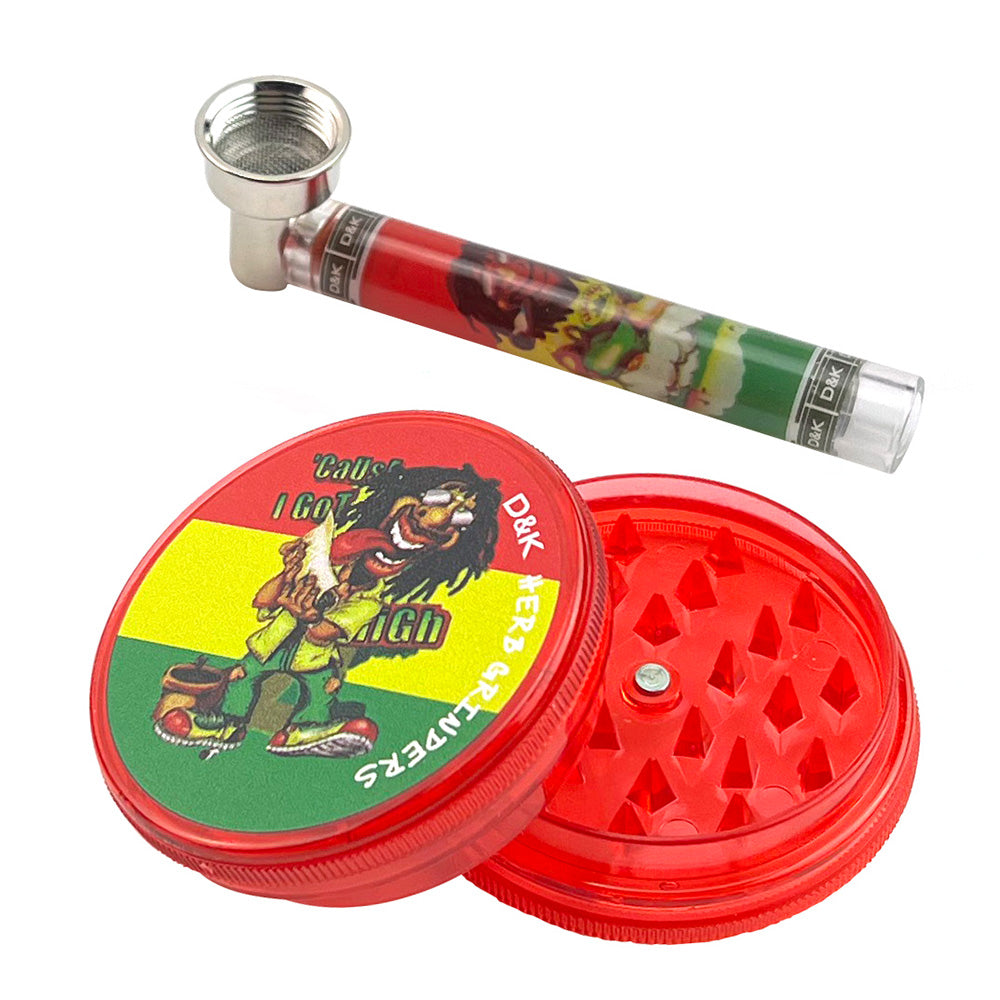 Stylish herb grinder with a Rasta leaf DK7049A