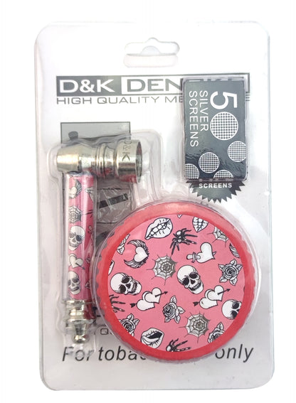 D&K 2-in-1 Metal Pipe & Herb Grinder DK7107C