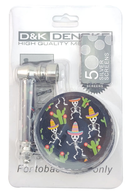 D&K 2-in-1 Metal Pipe & Herb Grinder DK7107C