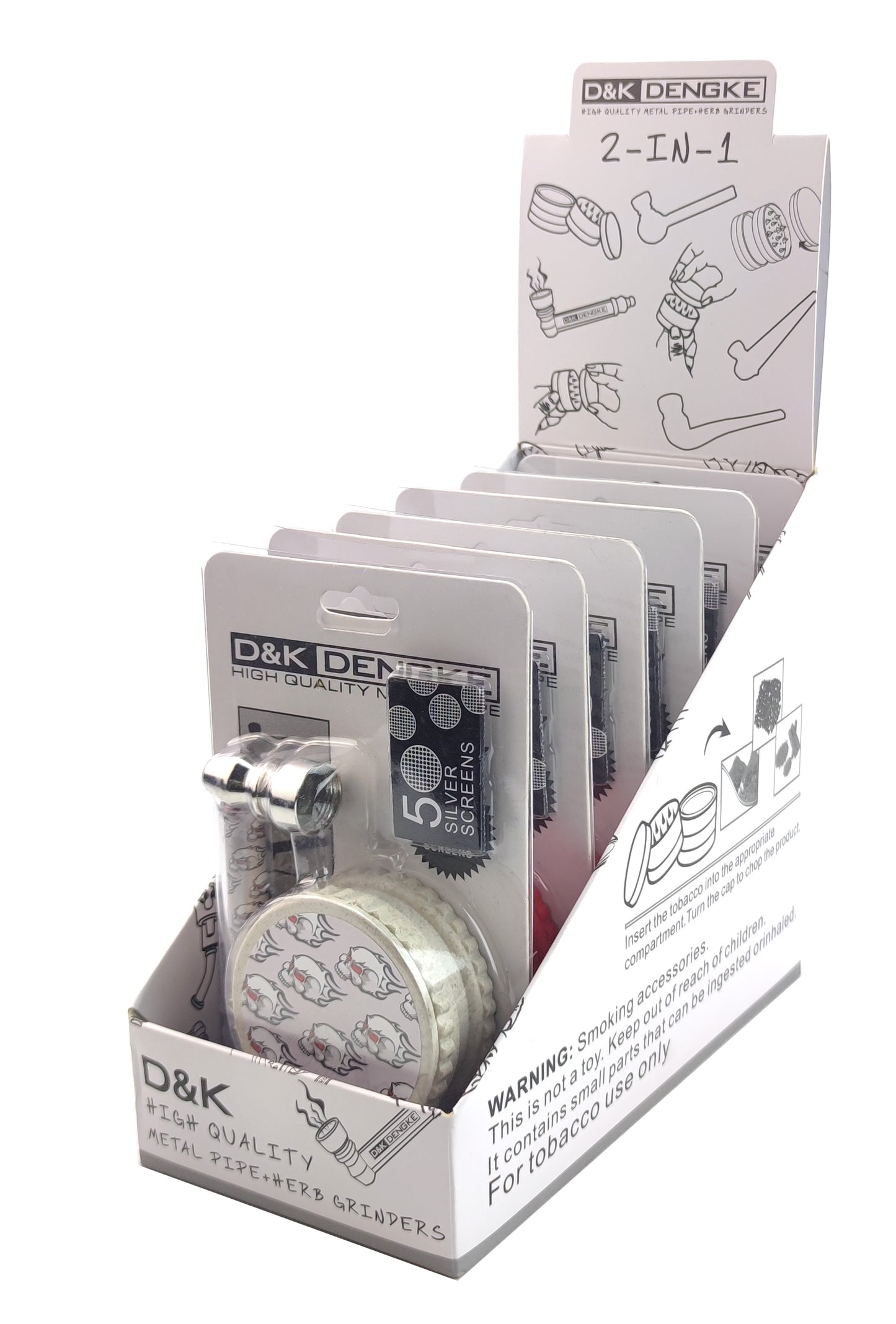 D&K 2-in-1 Metal Pipe & Herb Grinder DK7107C