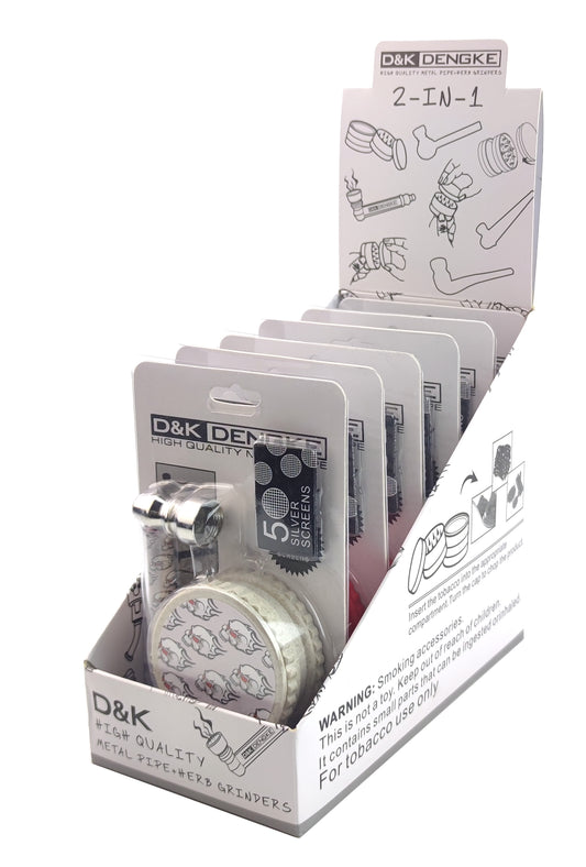 D&K 2-in-1 Metal Pipe & Herb Grinder DK7107C